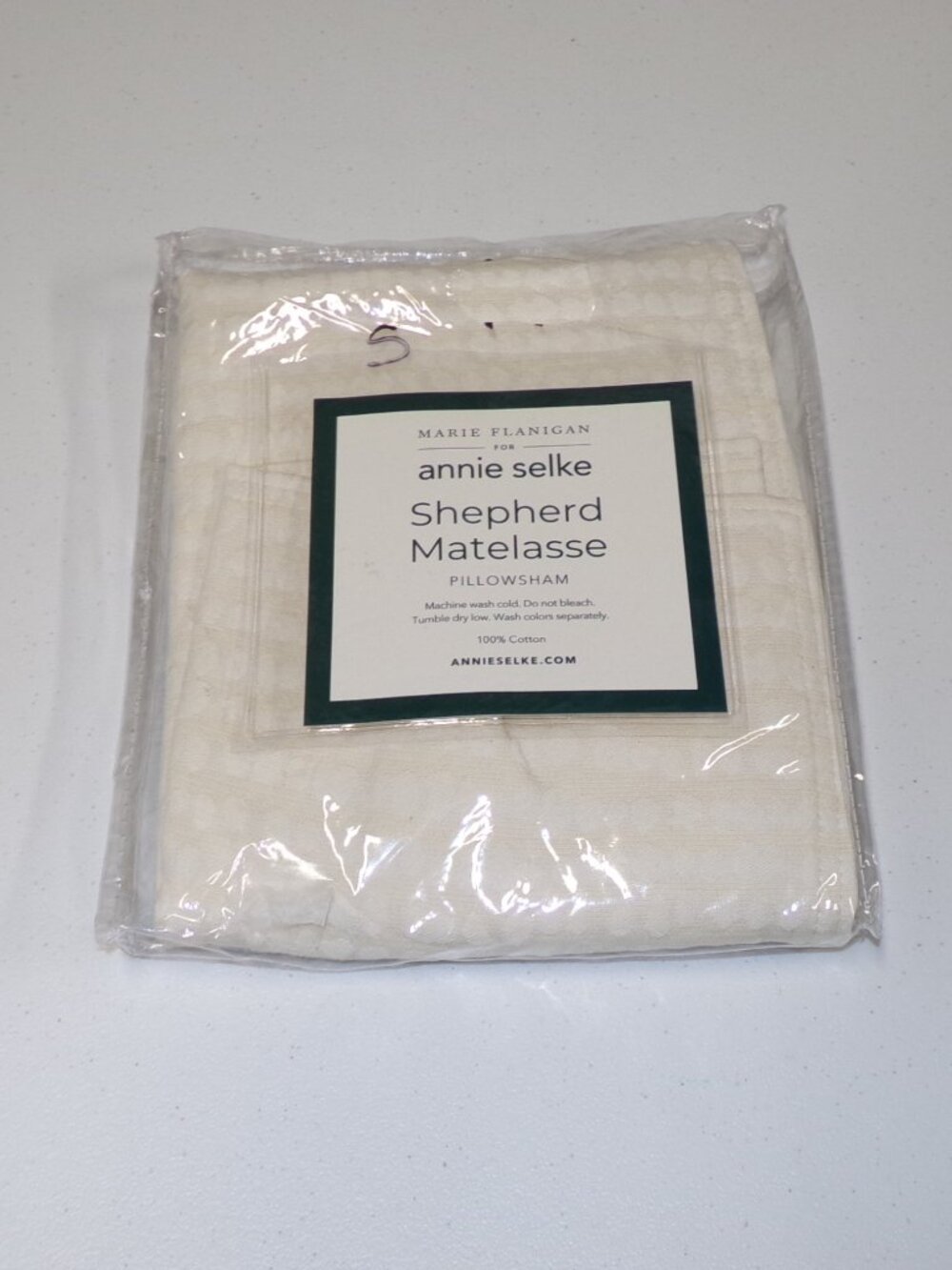 NEW Annie Selke MARIE FLANIGAN Shepherd Matelasse Pillow Sham Standard Ivory